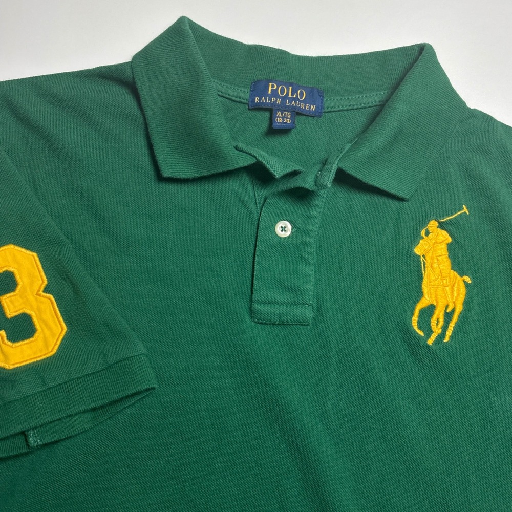 Polo Ralph Lauren Big Pony Kids Youth XL 18-20  Green Short Sleeve #3 Polo Shirt
